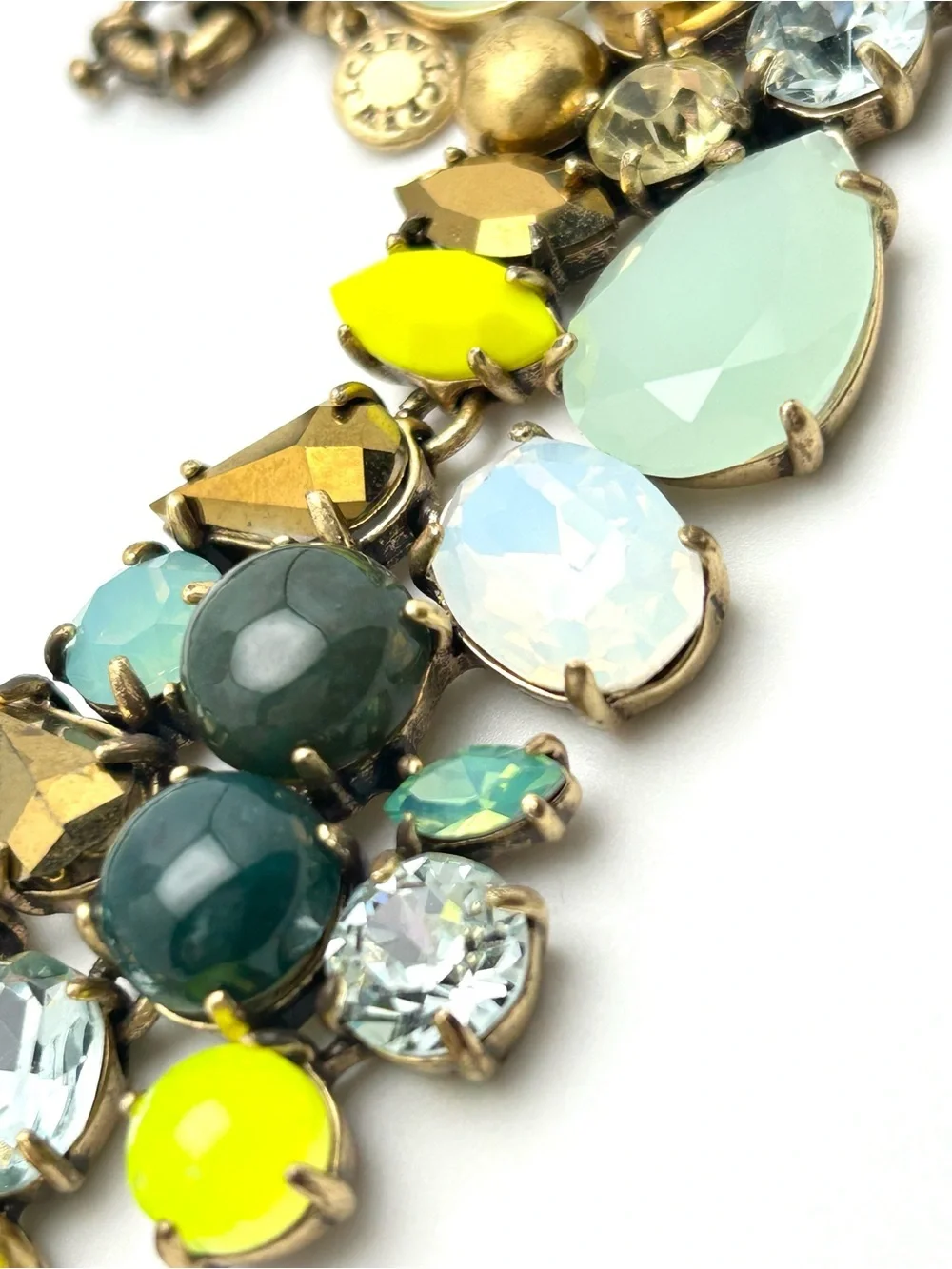 J. Crew Spring Bloom Green Yellow Opalescent Necklace